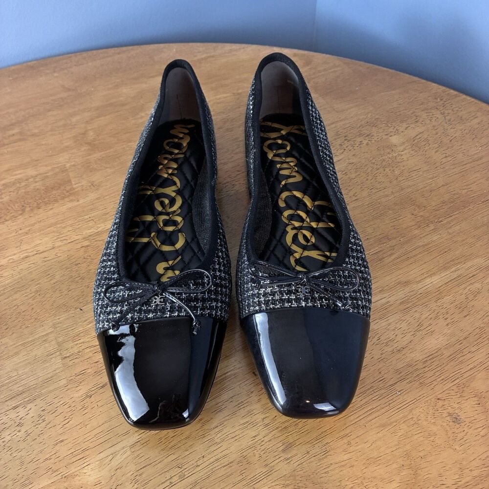 Sam Edelman Marley Women’s Black Tweed Fabric, Leather Lined, Cap Toe Size 11